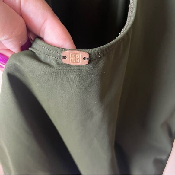 Amoressa Halter green with gold medal hardware One Piece Swimsuit Size 14 - Picture 5 of 7